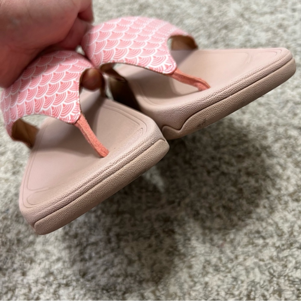 FitFlop Lulu Wave-Print Wedge Toe-Post Sandals in Soft Pink Size 7 - Picture 7 of 10